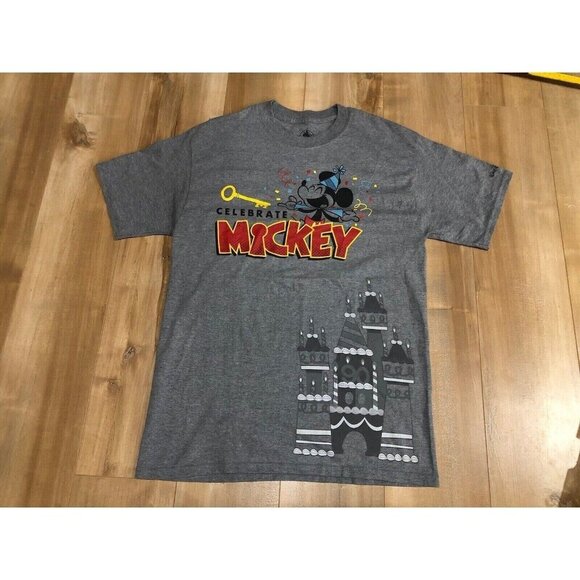 Disney Parks Celebrate Mickey T-Shirt Adult Medium Short Sleeve Gray (0069) - Picture 1 of 6
